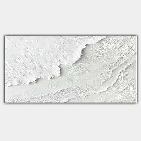 Peinture monochrome blanche aux reliefs et textures délicatement superposés