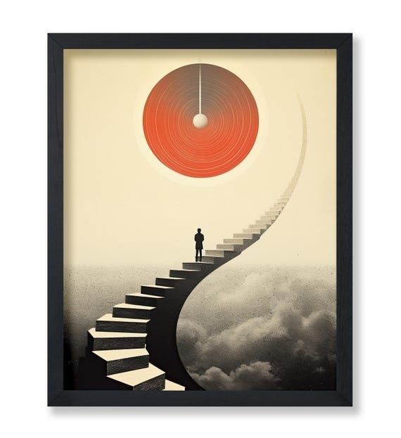 Tirage encadré montrant un escalier s
